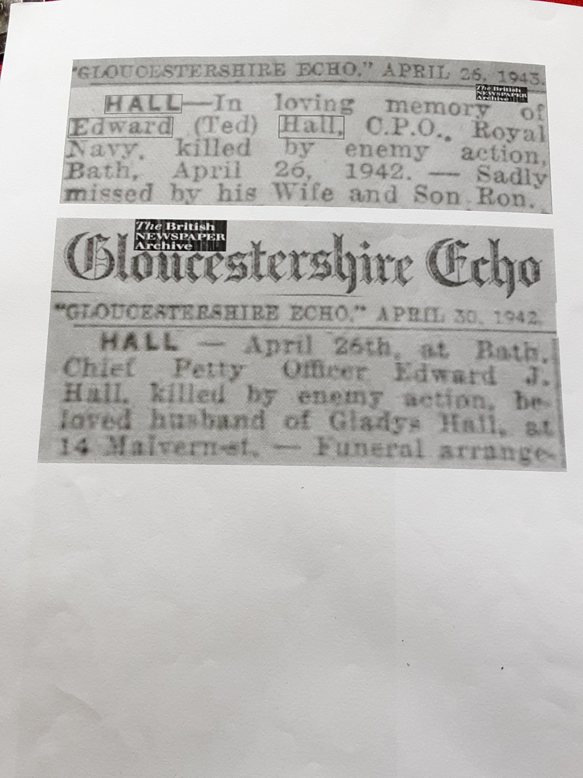 WWI/WWII royal Navy grouping. CPO Edward J Hall. HMS Osprey. Died Bath Blitz - Image 10