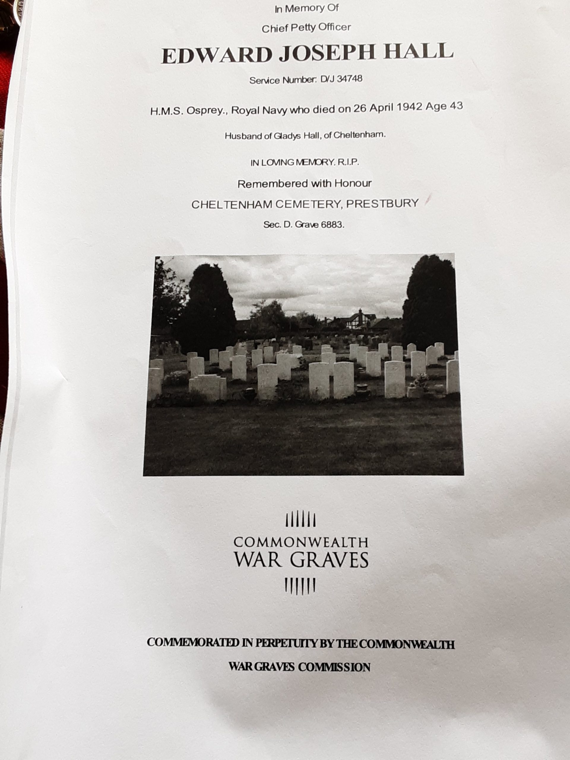 WWI/WWII royal Navy grouping. CPO Edward J Hall. HMS Osprey. Died Bath Blitz - Image 12