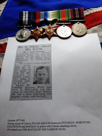DSM Royal Navy radar operator. Kenneth R Ward. HMS Campbell. E-boat. Arctic Star entitlement