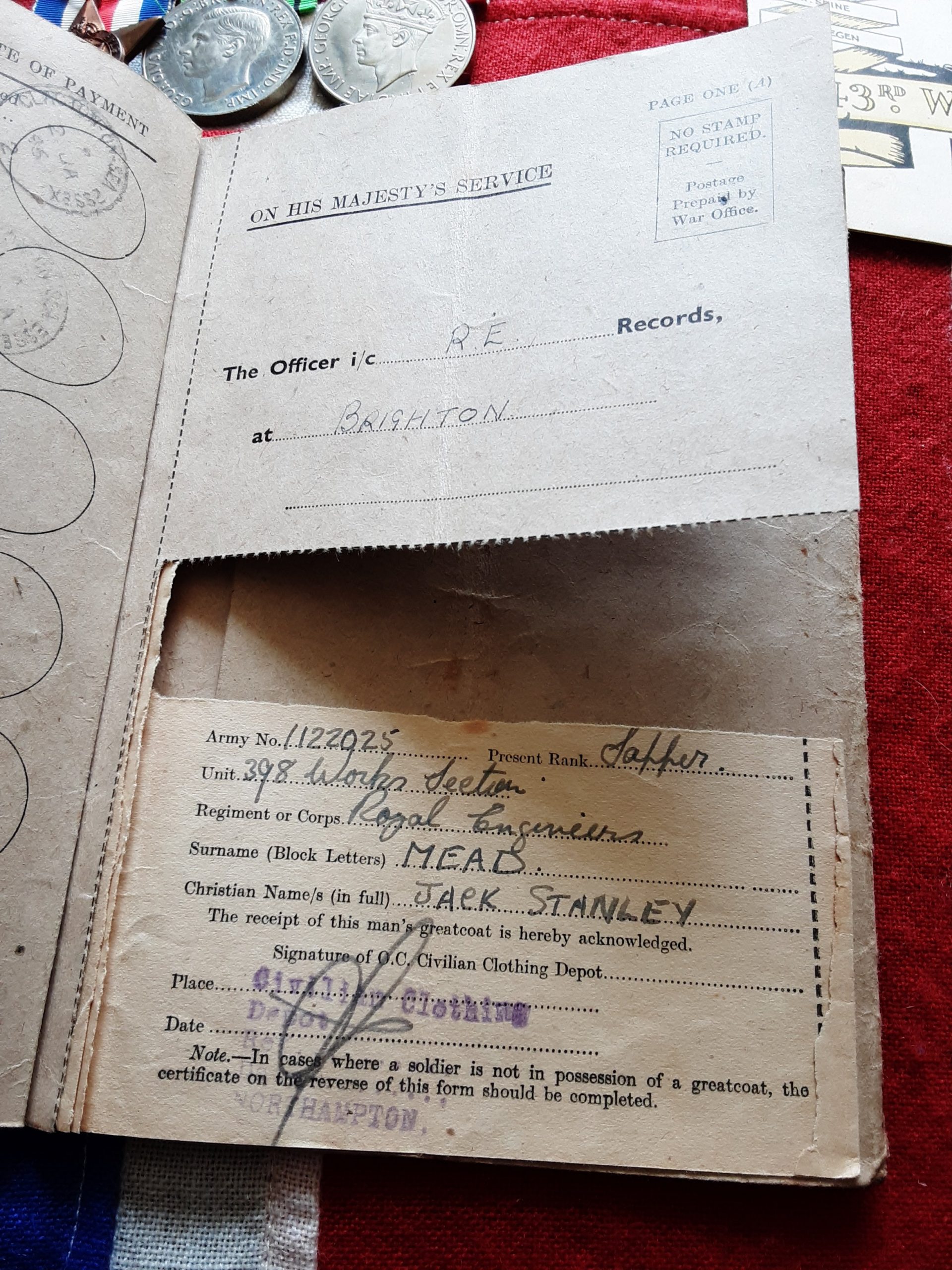 Ww2 Normandy Group . John Stanley Mead 43rd Wessex . Ra & 398 wks Coy Re .Wd July 44.Clacton . - Image 5