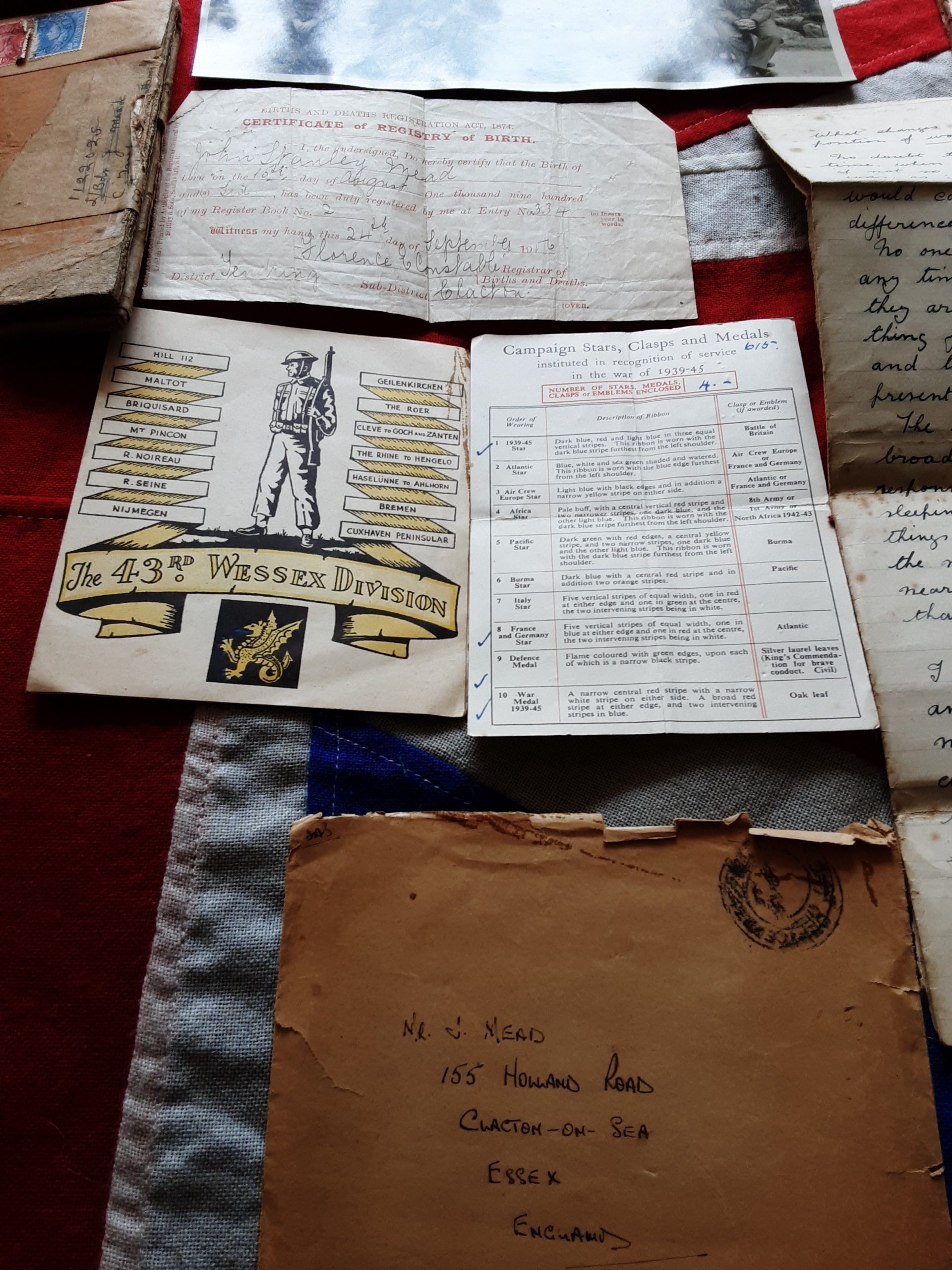 Ww2 Normandy Group . John Stanley Mead 43rd Wessex . Ra & 398 wks Coy Re .Wd July 44.Clacton . - Image 6
