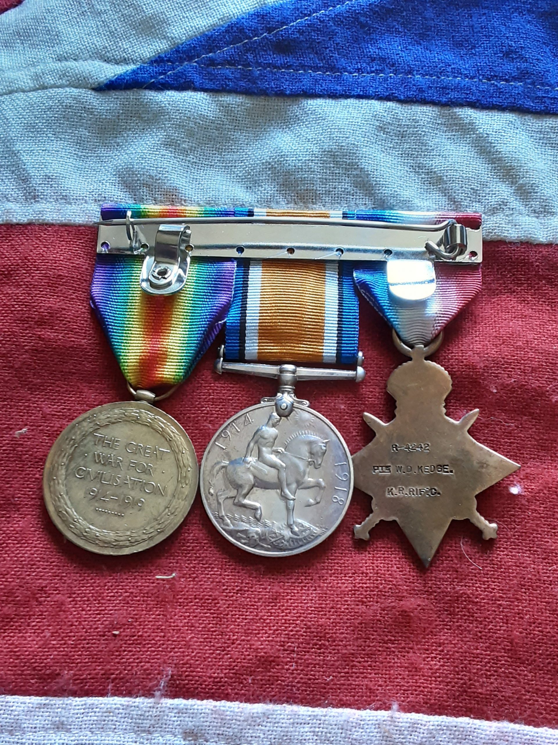 1915 Trio. William Daniel Kedge. 13th KRRC. Butcher, Hackney. - Image 2