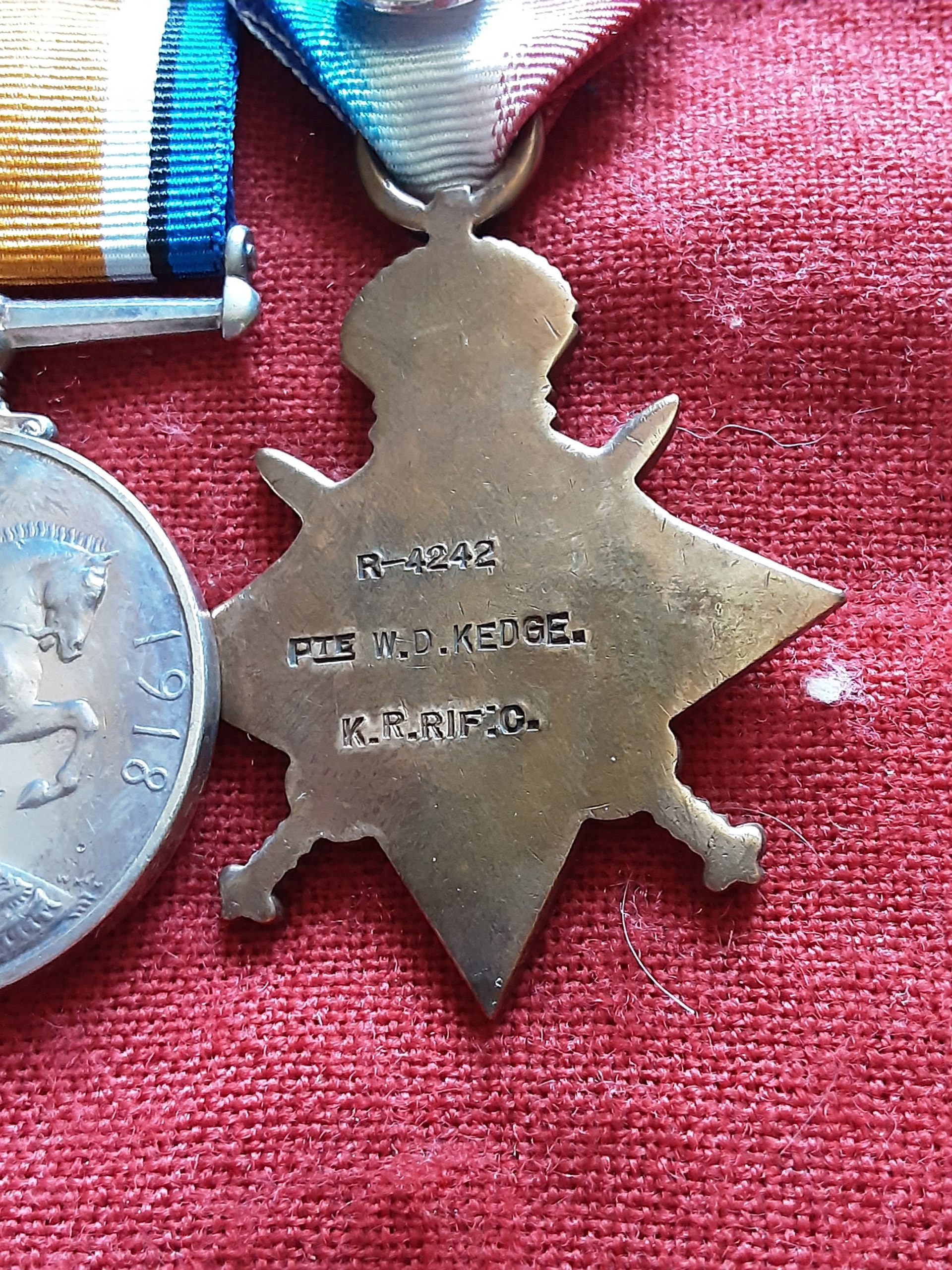 1915 Trio. William Daniel Kedge. 13th KRRC. Butcher, Hackney. - Image 3
