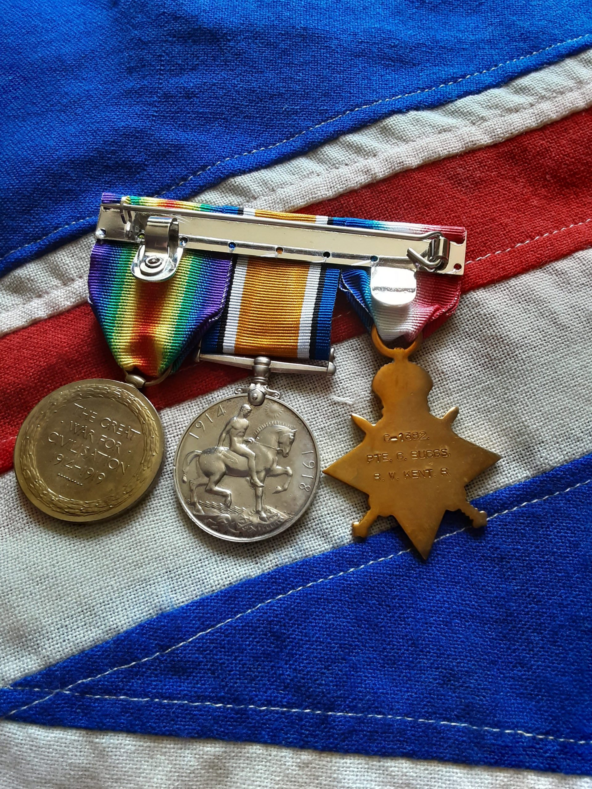 1915 Trio. George Buggs. 8th Royal West Kents. Wounded October 1915. - Image 2