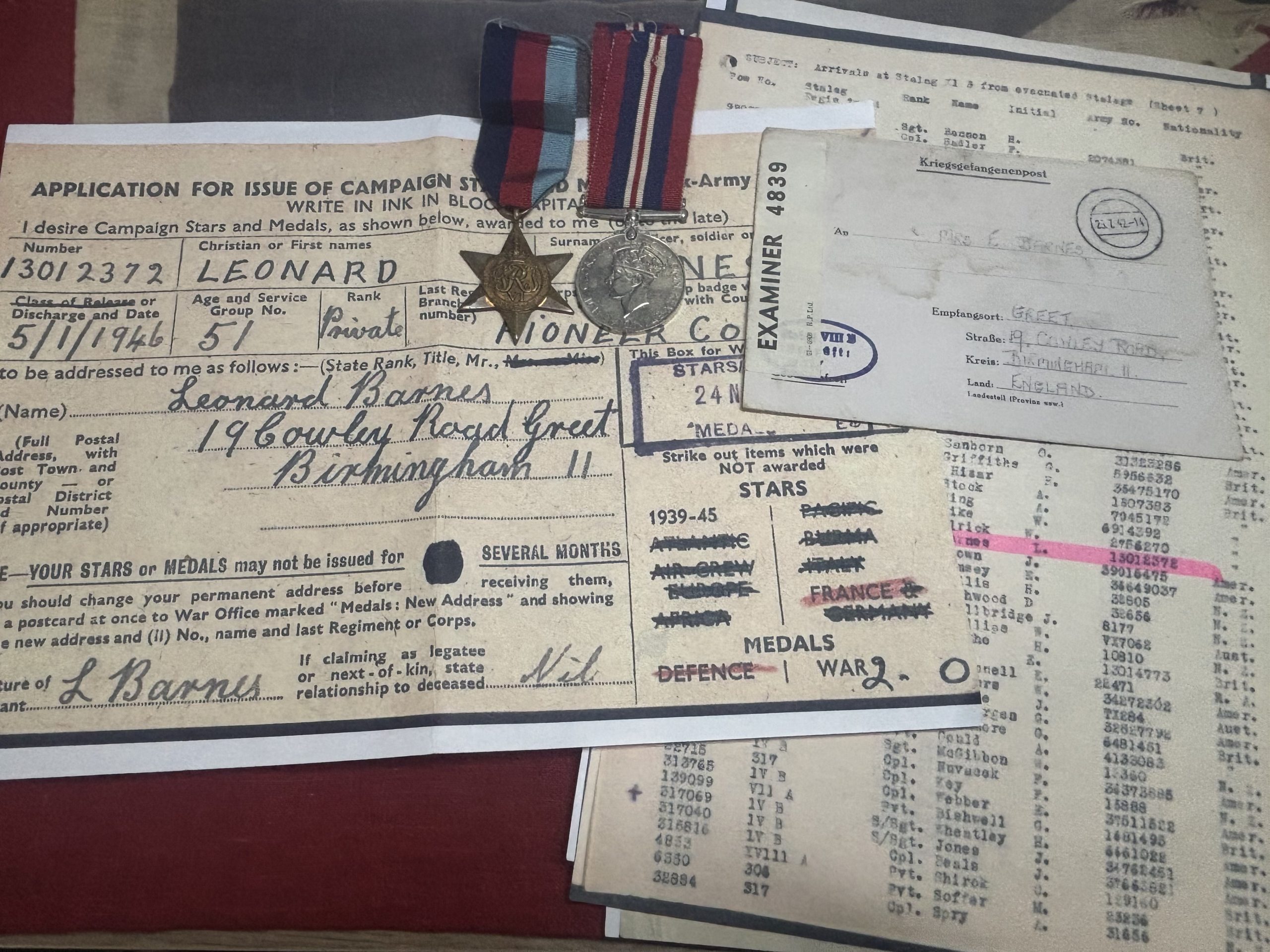 Battle of France 1940 POW Pair with postcard.