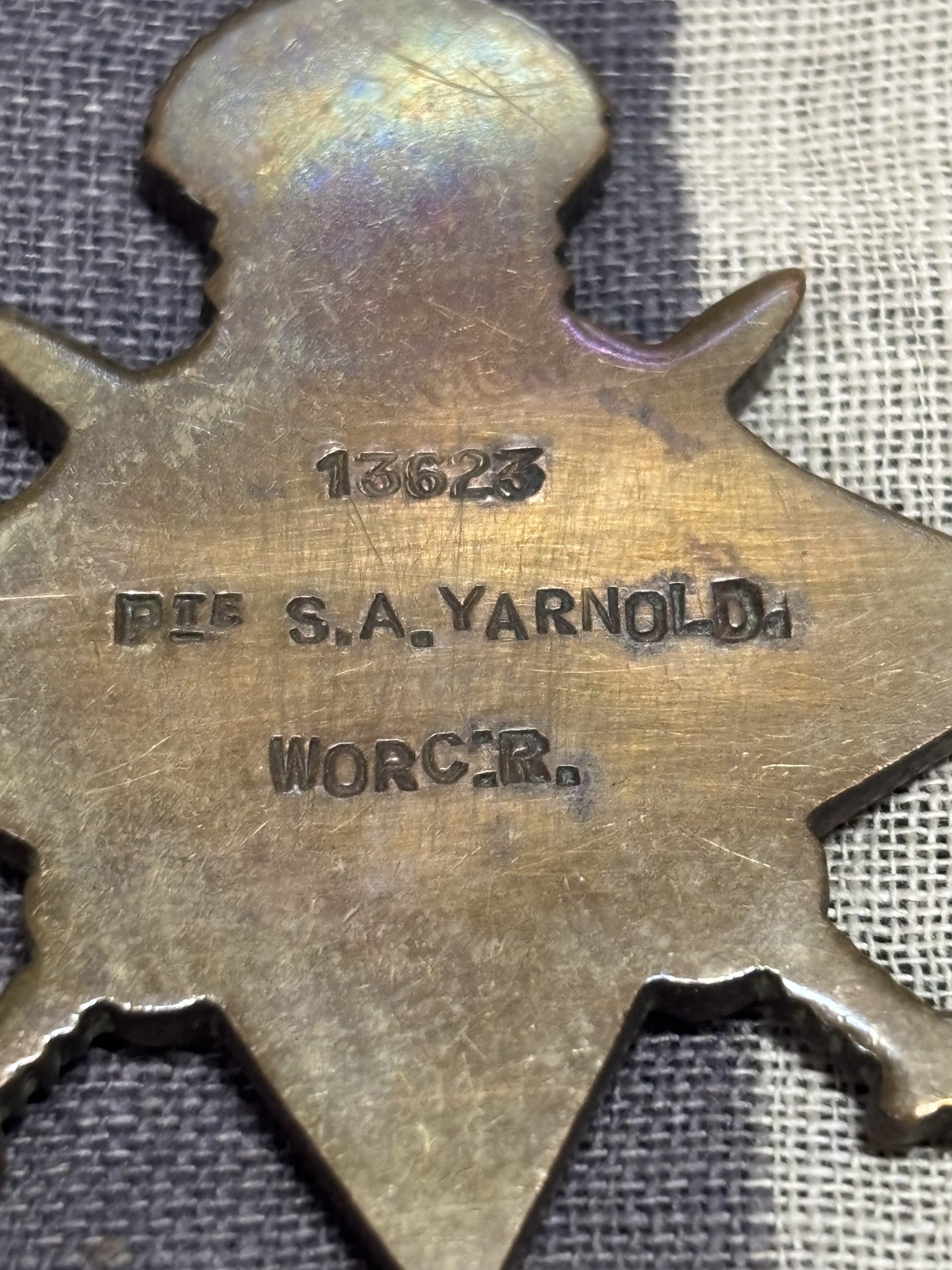 1915 Star. Yarnold. Worcestershire Regiment. POW Festubert, multiple GSW. Tenbury Wells, Worcs. - Image 2