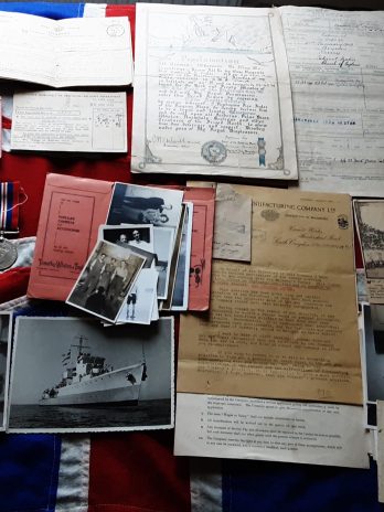 Ww2 Medals & Lot Ephemera. Frederick Cosson Baldi .Hms Howe Operation Husky . Croydon. Royal Navy .