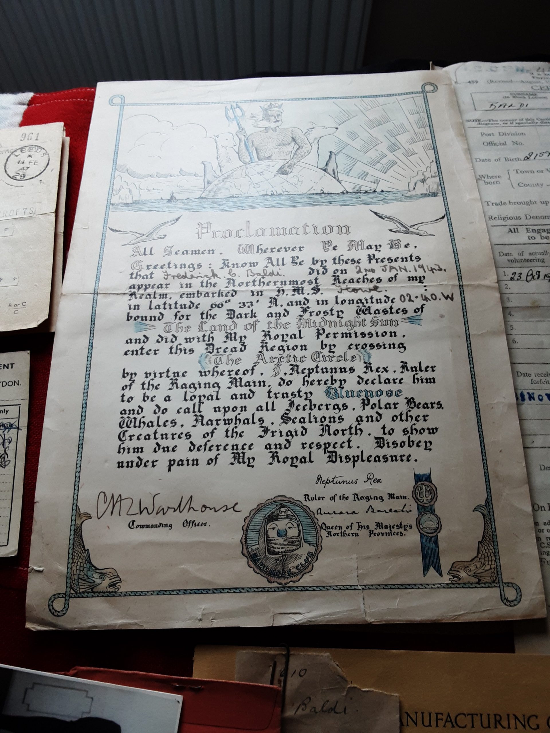 WWII medals & ephemera. Frederick Cosson Baldi. HMS Howe. Operation Husky. Croydon. Royal Navy - Image 5