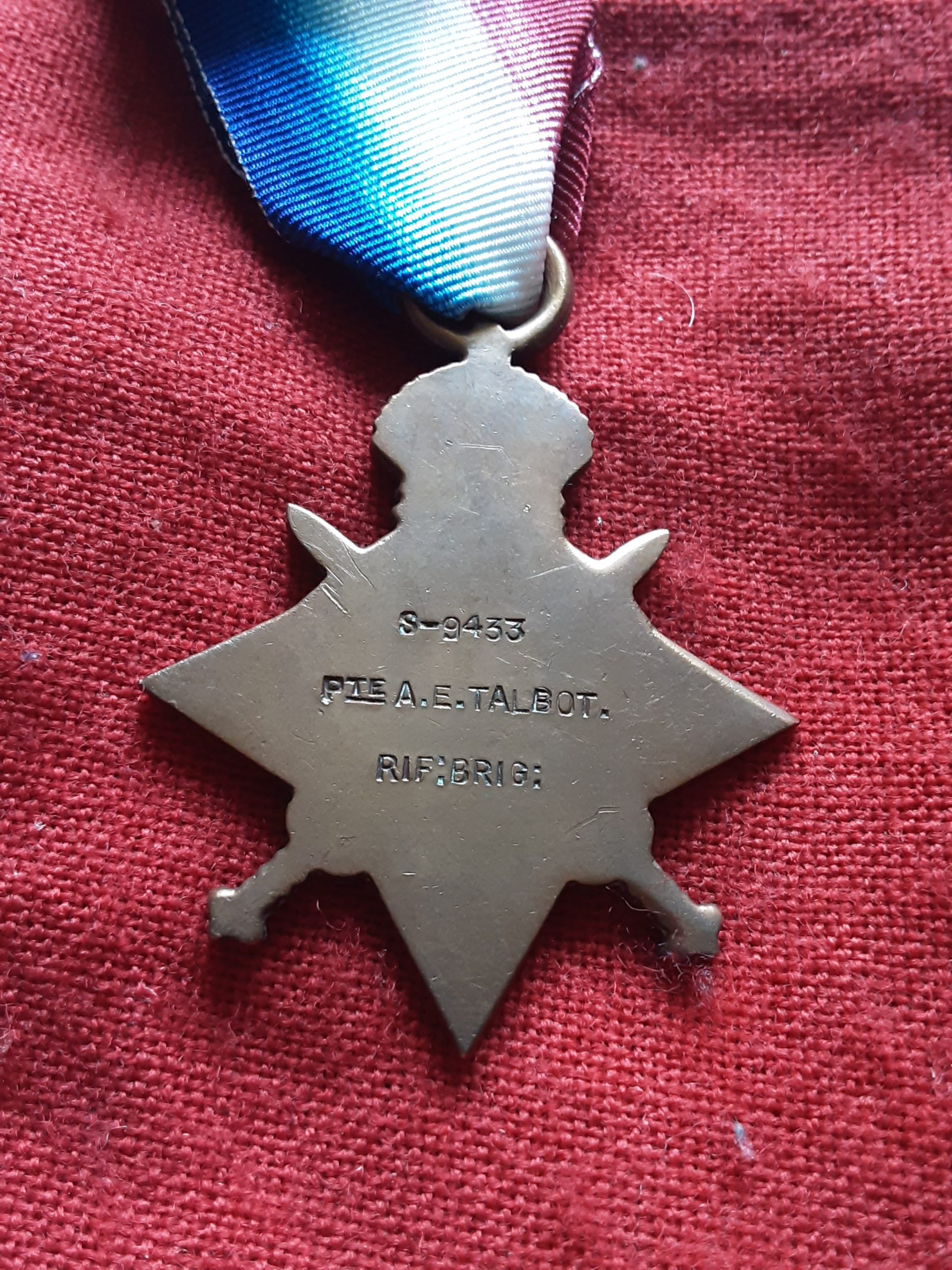 1915 Star. Arthur Edward Talbot. A Coy 7th Battalion Rifle Brigade. Captured Essigny March 1918 - Image 2