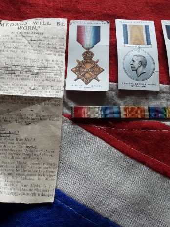 Ww1 Trio Ribbon Bar .Cigarette Cards & Newspaper Cutting.