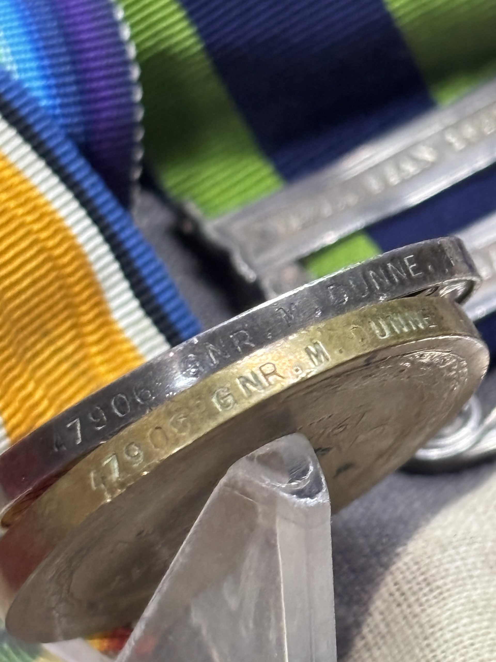WWI Pair with 2 clasp India General Service Medal and Regular Army LSGC grouping of 4. Dunne. Royal Artillery. - Image 6