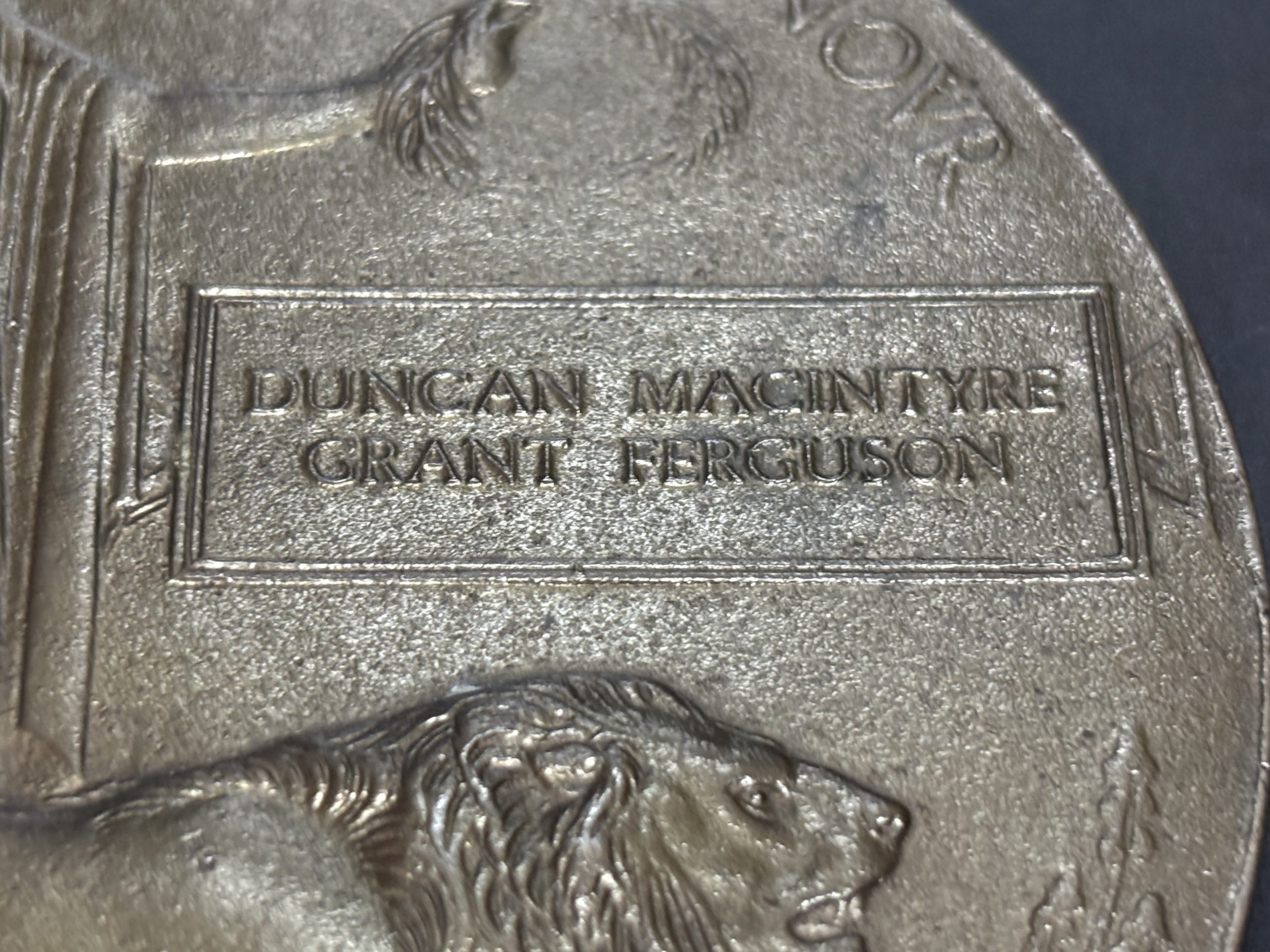 WWI Memorial Plaque. Lieutenant Duncan Macintyre Grant Ferguson. KOSB. Died 1915, Hill 60. Edinburgh. - Image 2