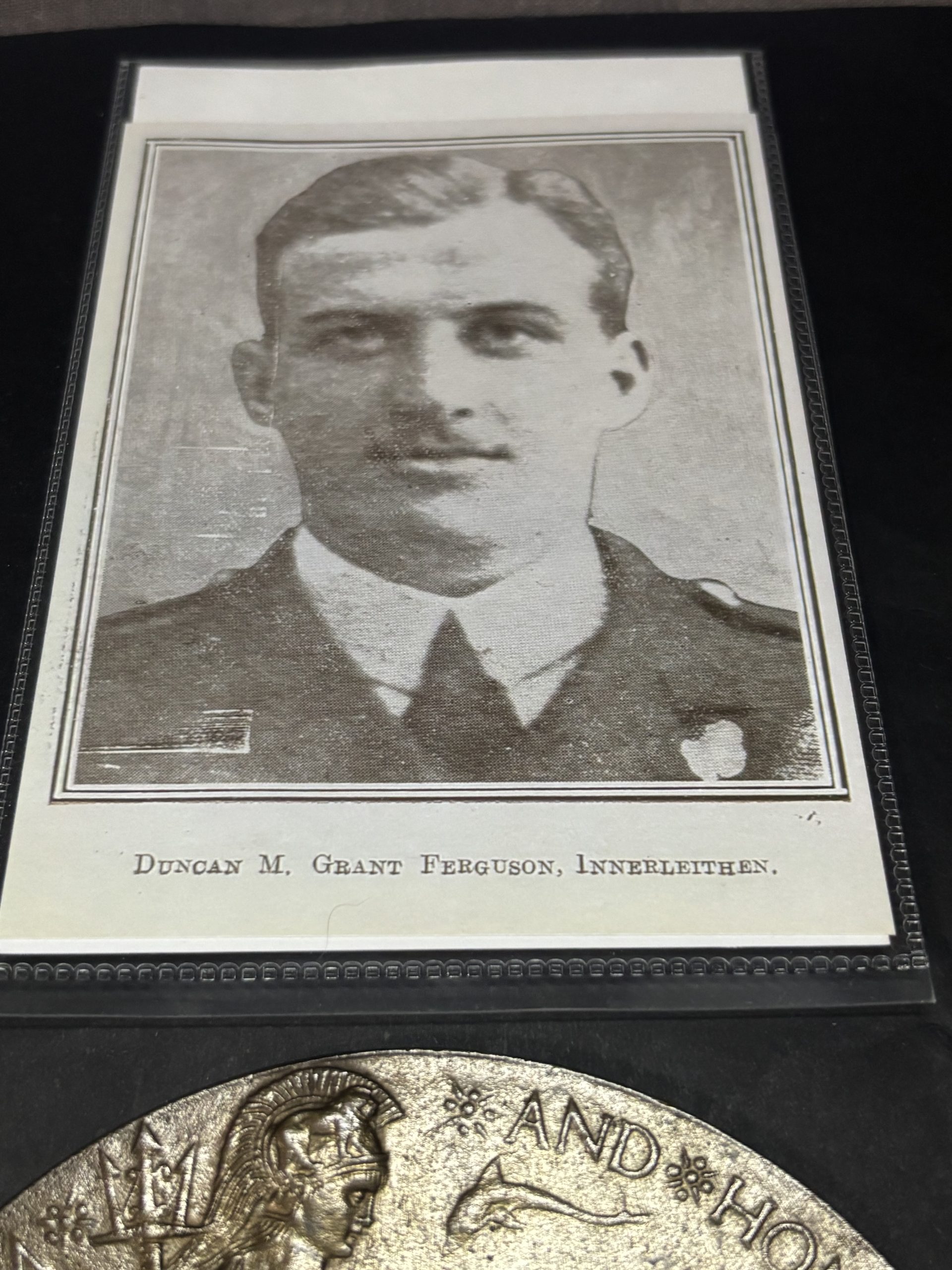 WWI Memorial Plaque. Lieutenant Duncan Macintyre Grant Ferguson. KOSB. Died 1915, Hill 60. Edinburgh. - Image 4