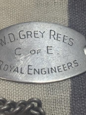 Officers silver identity bracelet. Rees. Skewen, Swansea. Royal Engineers. Mining surveyor. Welsh interest.