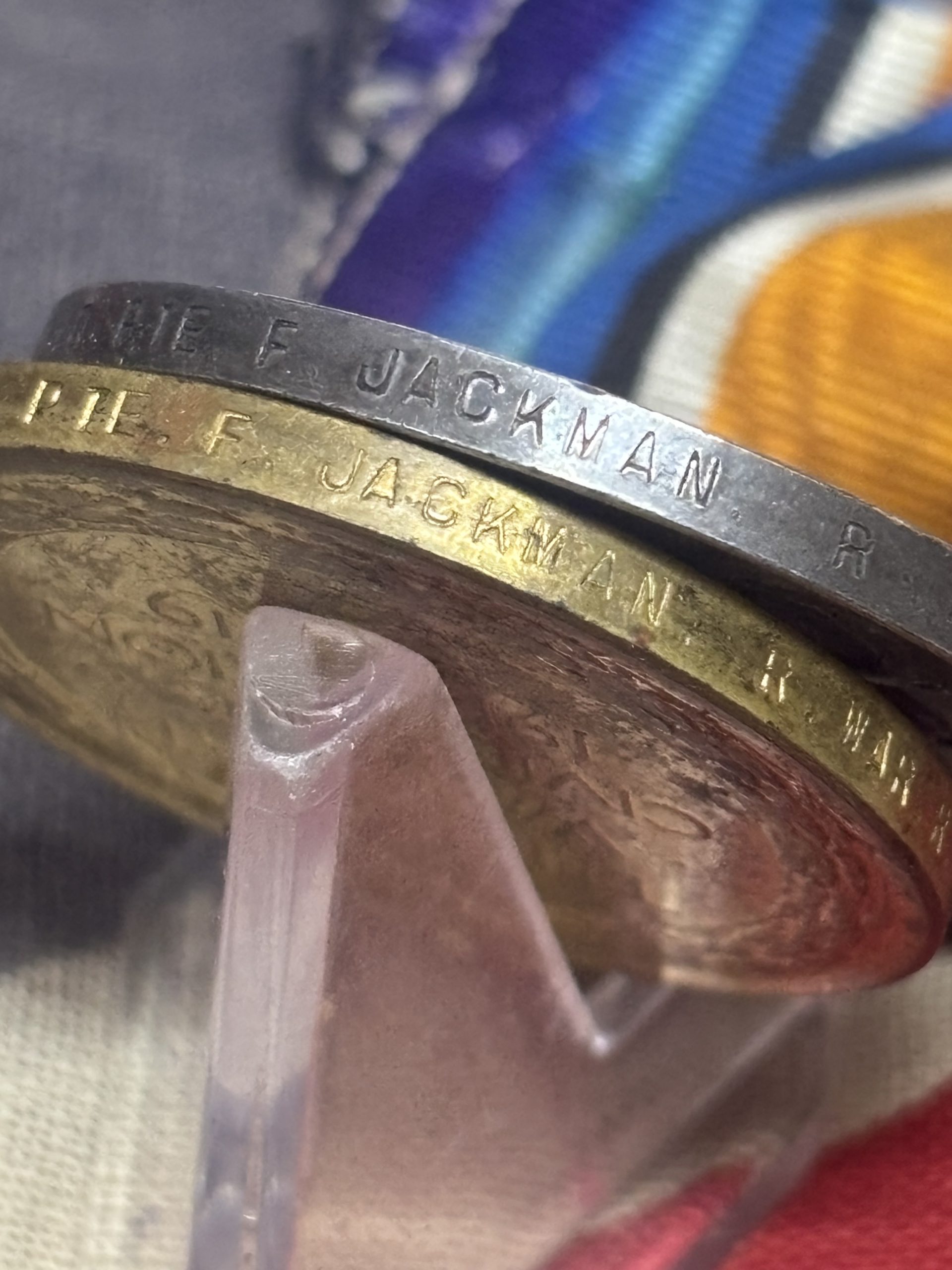 WWI Royal Warwickshire & Royal Irish Regiment Medal Pair. Jackman. Paddinton. Twice wounded. - Image 2