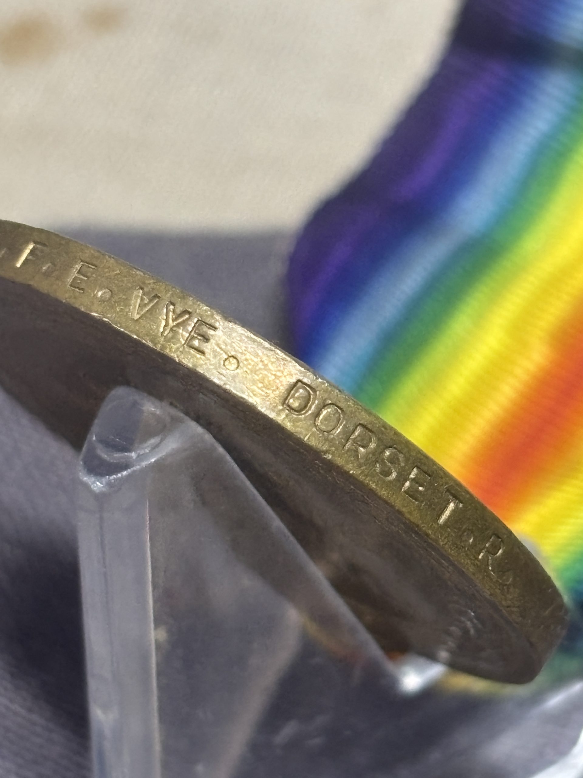 WWI Victory Medal. Vye. Dorset Regiment later Gloucestershire Regiment. Wareham/Swanage, Dorset. - Image 2