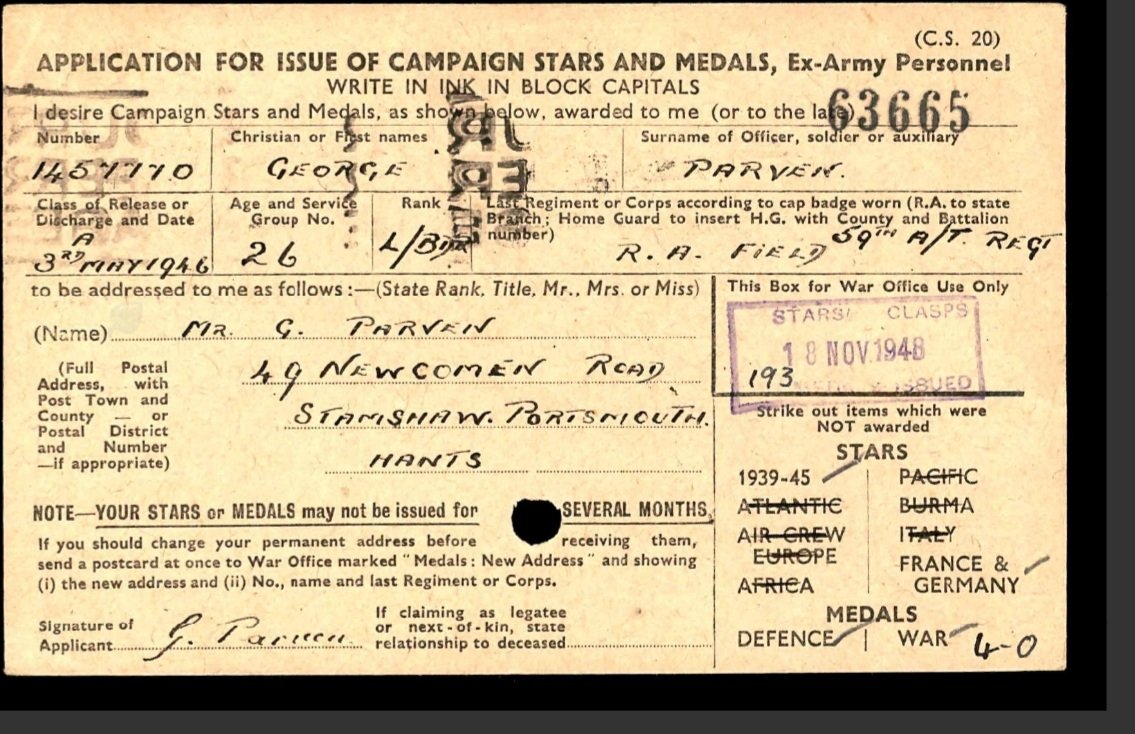 WWII Normandy & XXX Corps. Market Garden. George Parven. Portsmouth. 59th D O Connaught Anti Tank RA. - Image 7