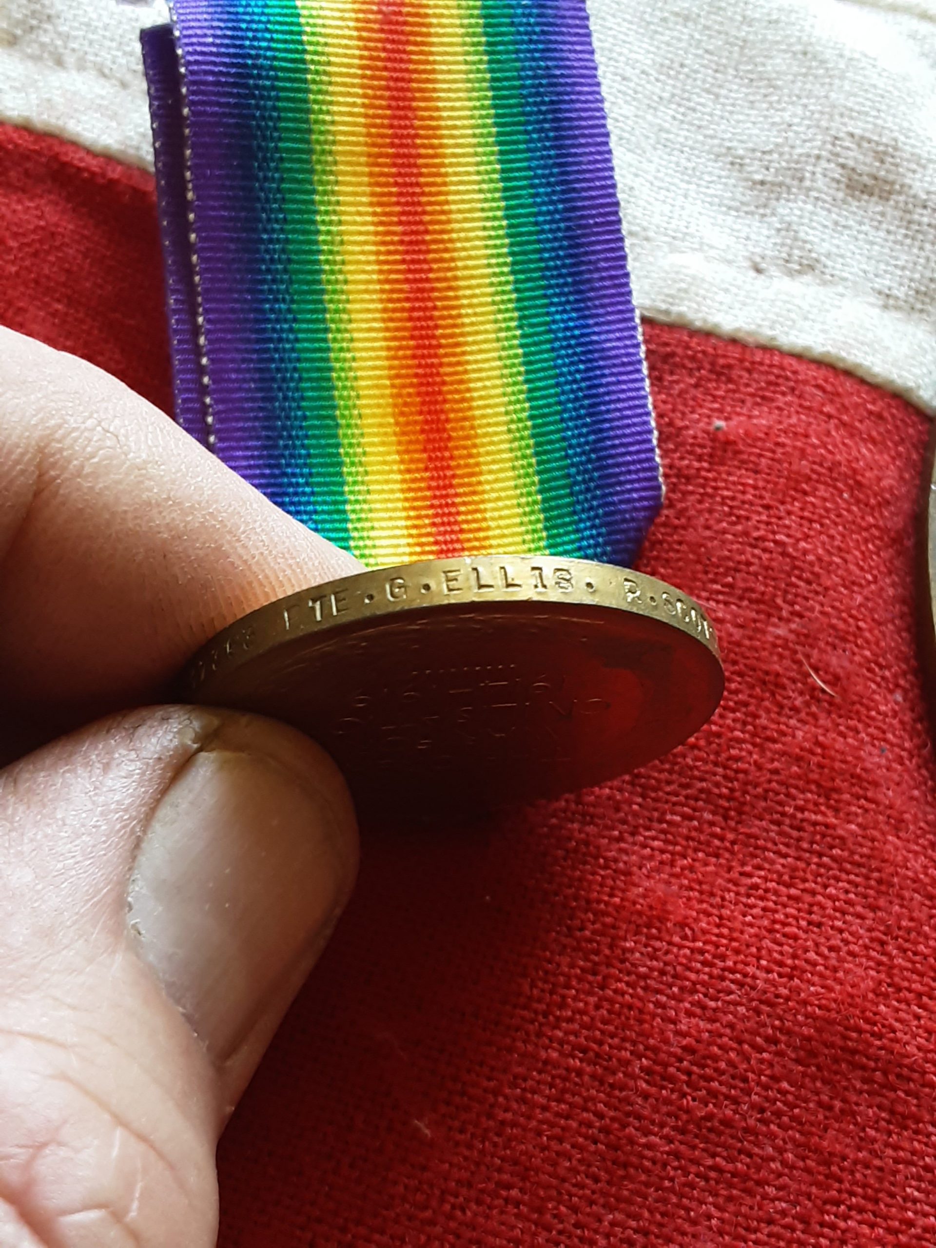 WWI Plaque & Victory. George Ellis. 12th Royal Scots. Born Sheffield. KIA Battle of Lys. 1918 - Image 3