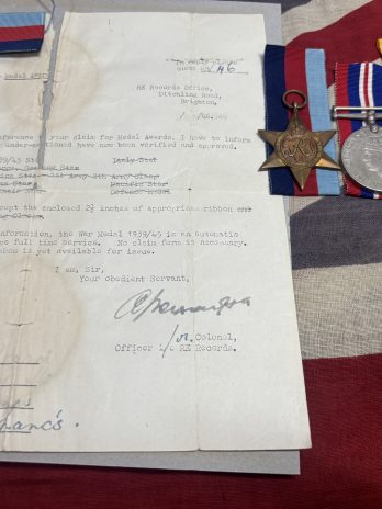 WWII 39 Star and War Medal with Dunkirk Veterans Medal & ephemera