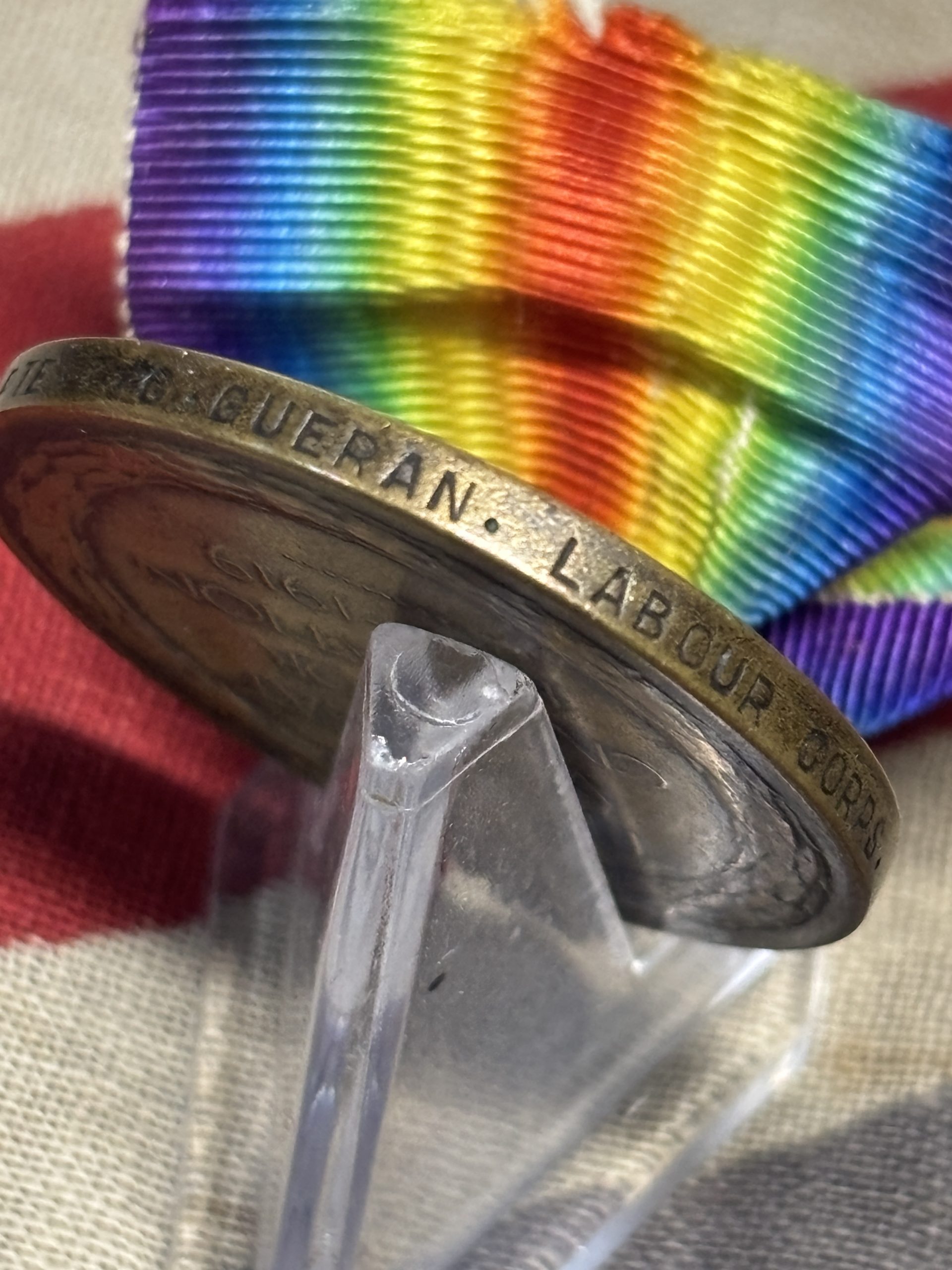 WWI Victory Medal. Gueran. Labour Corps. Limerick, Ireland, later Peckham, London. - Image 3