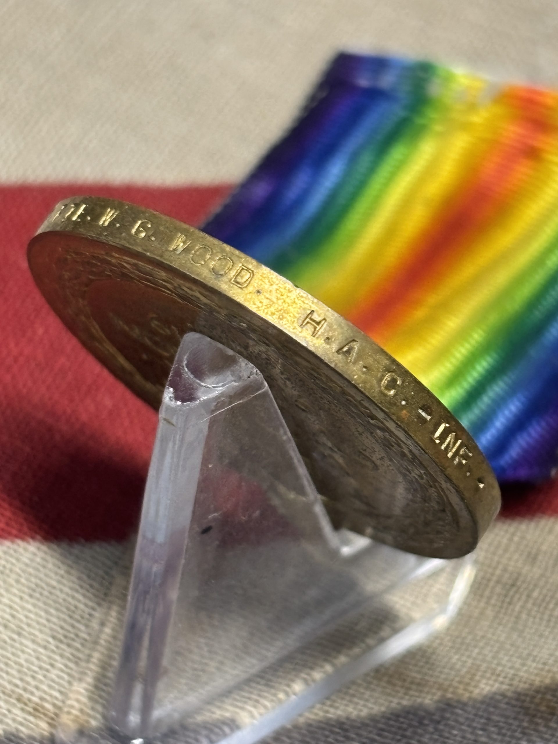 WWI Victory Medal. Wood. Honorable Artillery Company, Infantry. London. - Image 3