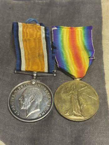 WWI Pair. Miller. Scottish Rifles (Cameronians). Airdrie, North Lanarkshire.