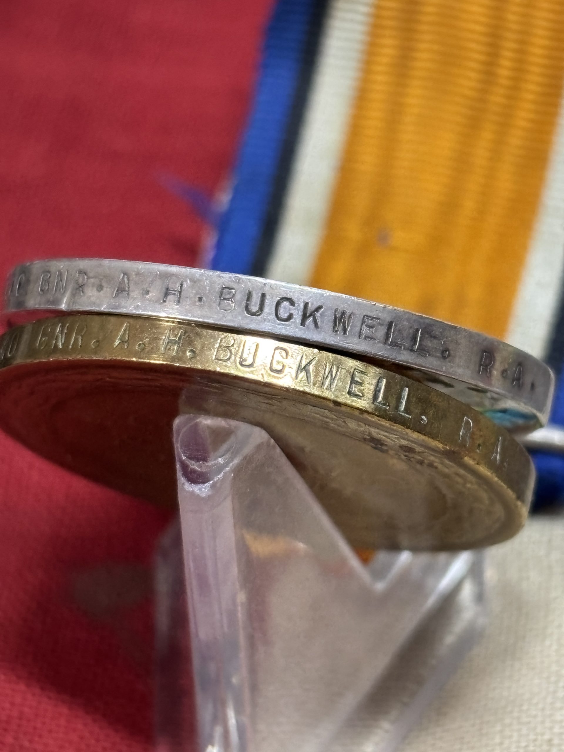WWI Pair with WWII Defence Medal. Royal Artillery. Buckwell. Shoreham by Sea. - Image 3