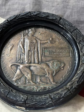 WWI Memorial Plaque. Edgington. Gloucestershire Regiment. Mickleton, Gloucestershire. Died after capture.