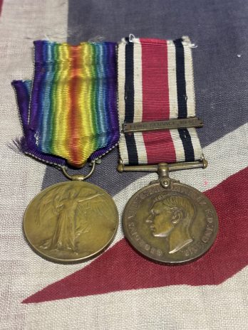 WWI Victory with KGVI Special Constable Medal. Machine Gun Corps. India only WWI. Brown. Leeds.