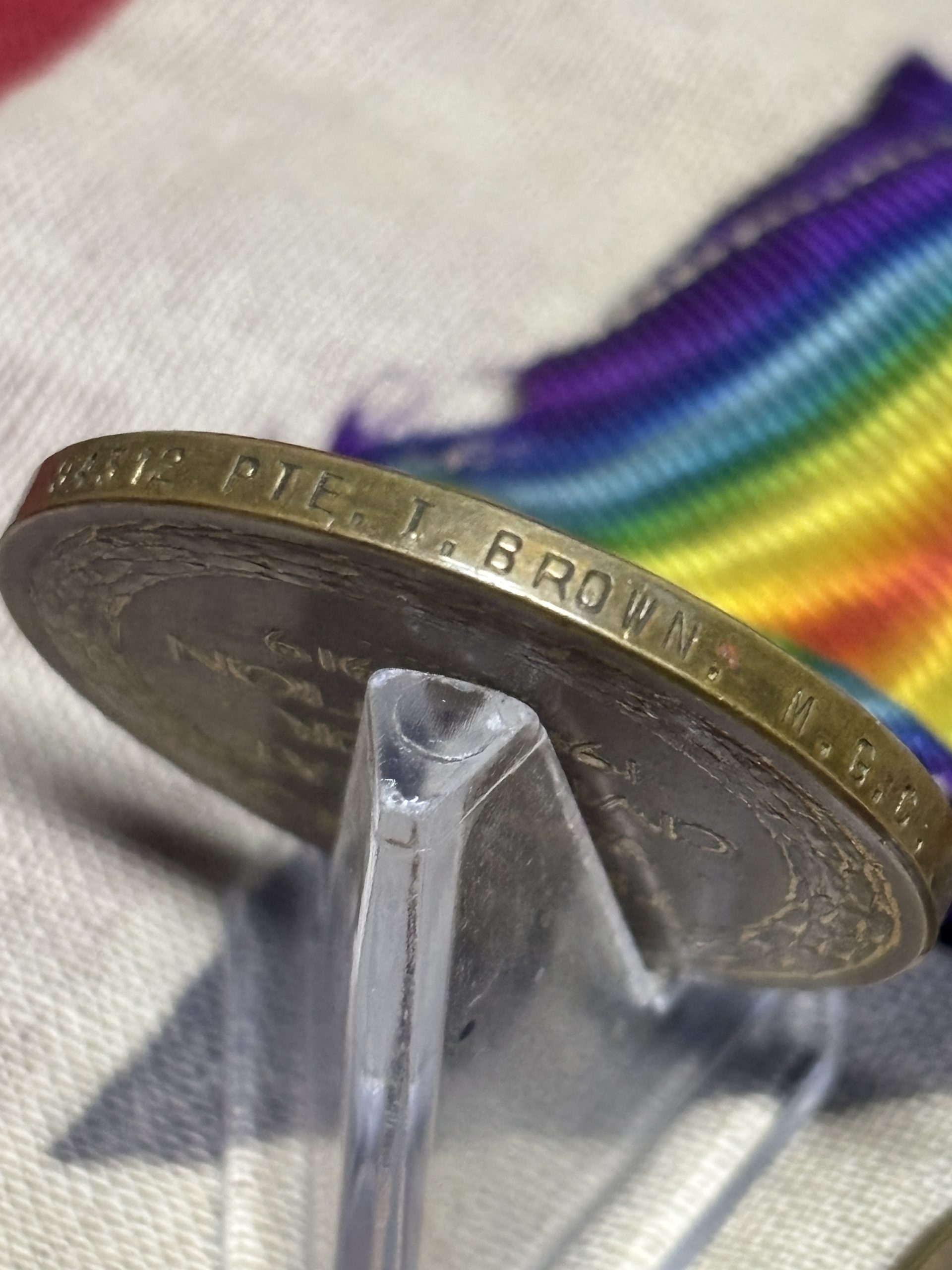 WWI Victory with KGVI Special Constable Medal. Machine Gun Corps. India only WWI. Brown. Leeds. - Image 3
