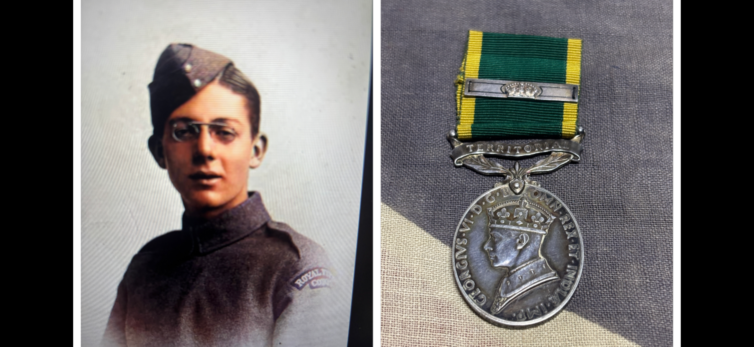 KGVI Territorial Efficiency Medal with clasp. Cook. Royal Artillery. Sunderland. WWI Service with RFC/RAF.