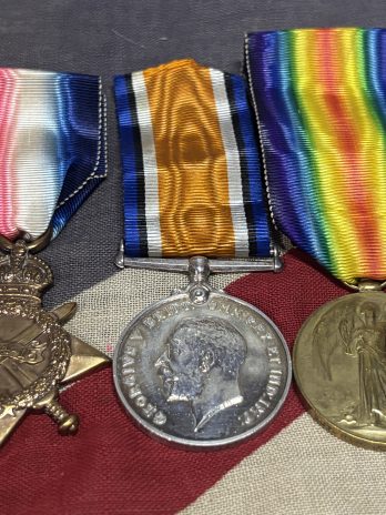 WWI 1915 Trio. Johnston. 9th Bn Royal Scots, the 'Dandy 9th'. Edinburgh. Wounded, 2nd Battle of Ypres.