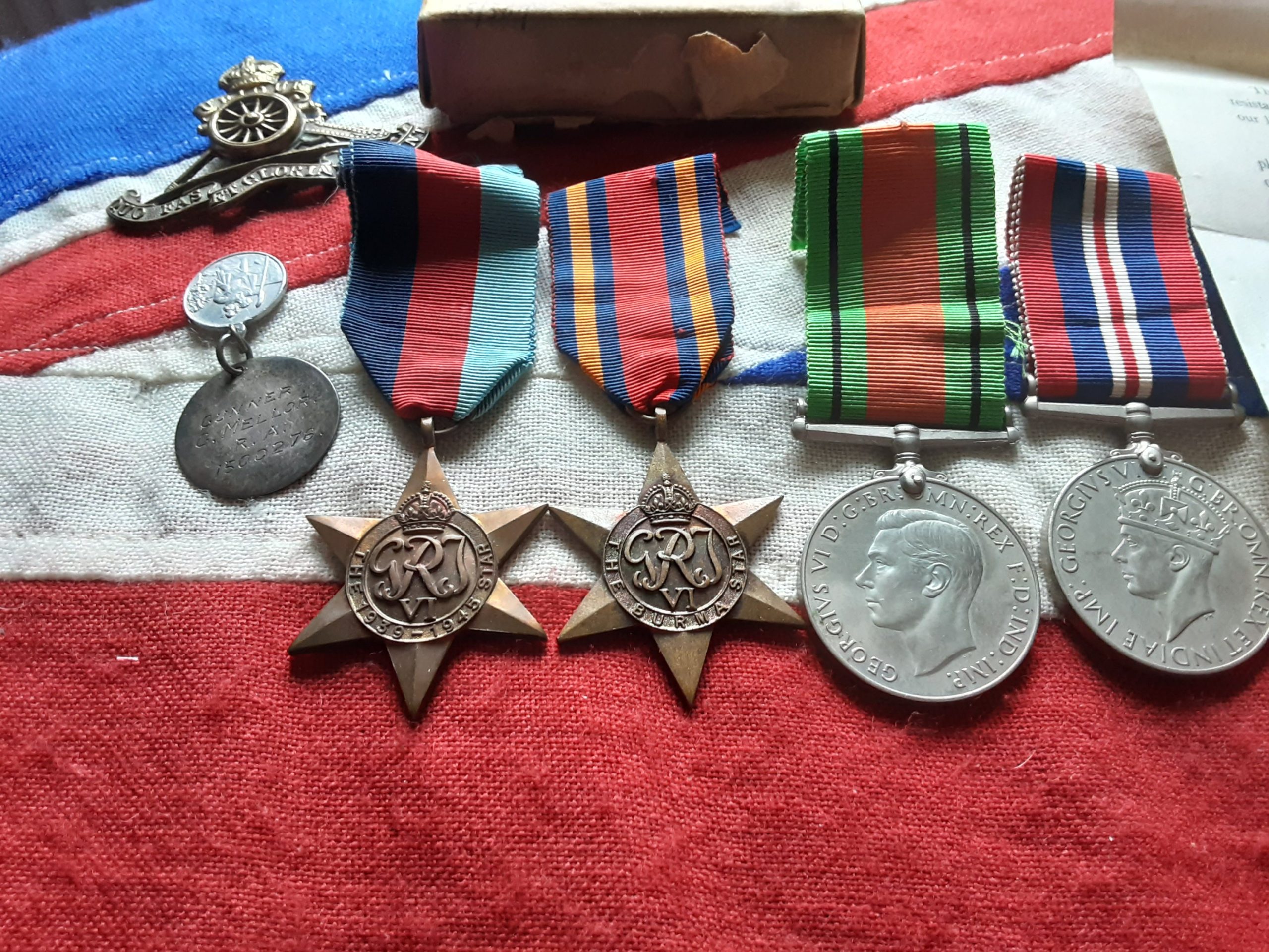 WWII Burma grouping. George Mellor. 85 med Regiment RA. Rare LMS Railway letter. Broughton, Chester - Image 2