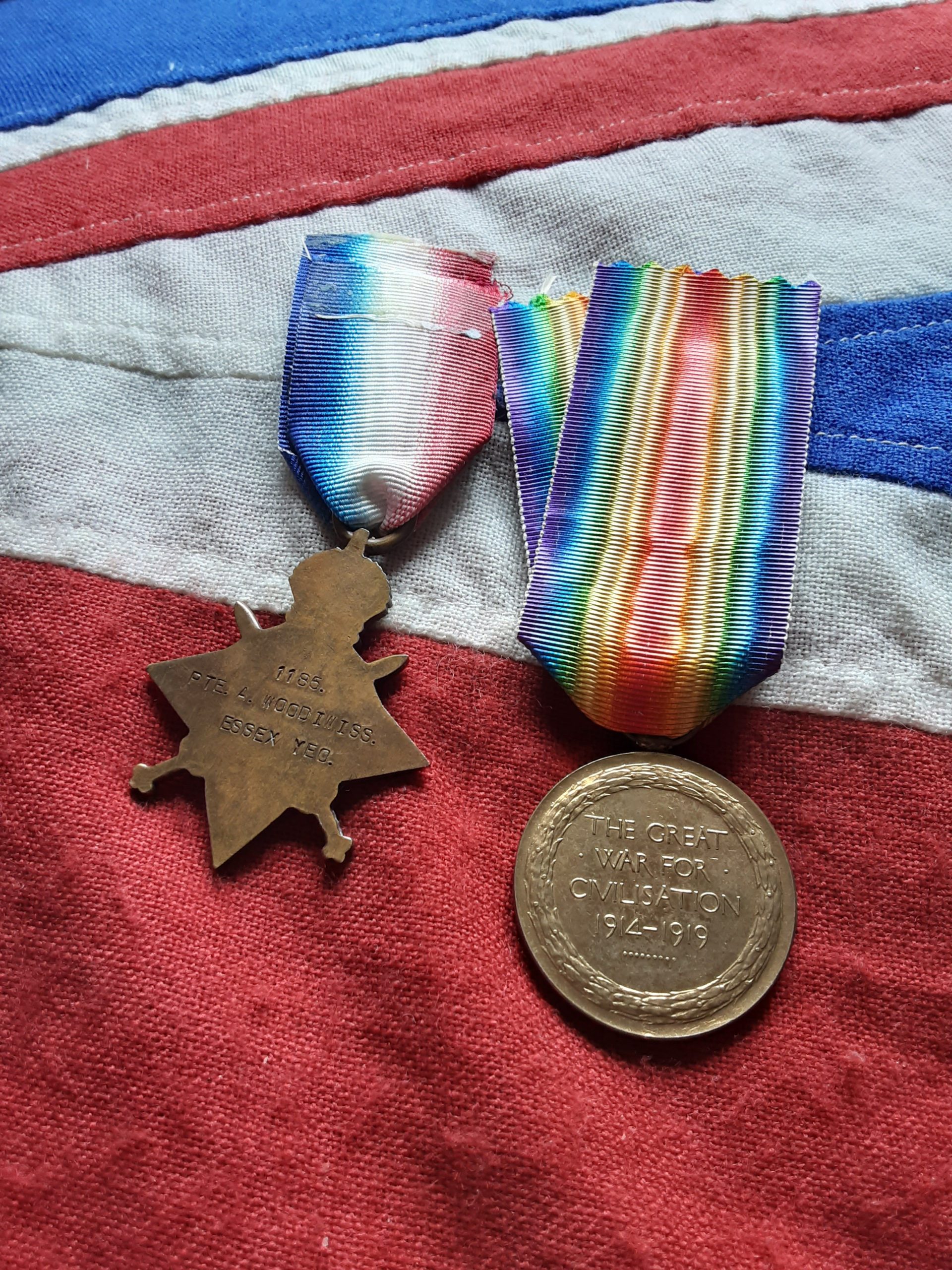 1915 Star & Victory. Arthur Woodiwiss. Essex Yeomanry. - Image 2