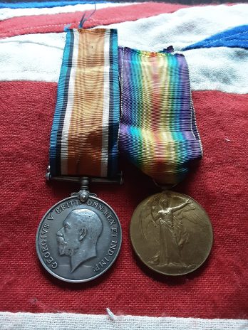 WWI Pair. 25th Tyneside Irish. KIA Operation Michael. John W Thompson. Houghton-le-Spring.