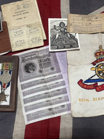 WWII lot including ephemera. Howells. Pentre, Rhondda, South Wales. Royal Artillery.