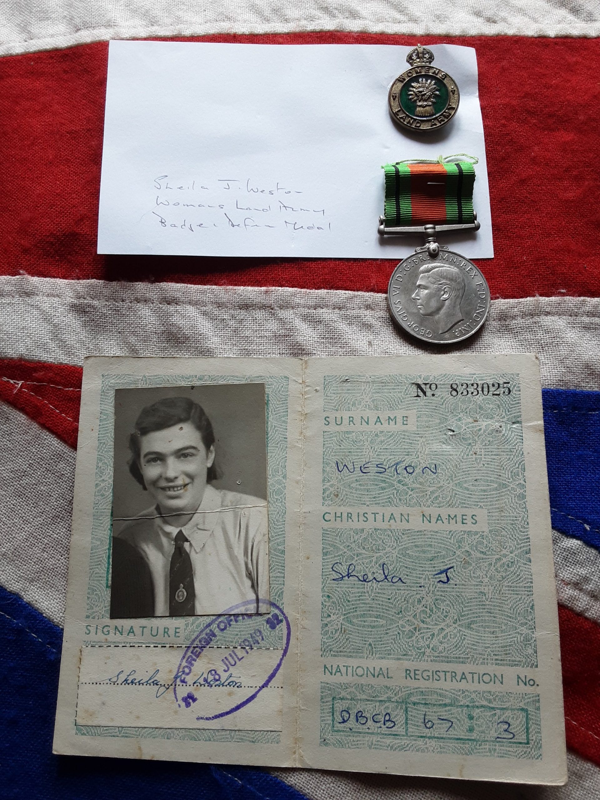 WWII Womans Land Army Defence Medal. Home Front. Sheila Jeanne Weston. Langdon Hills, Essex