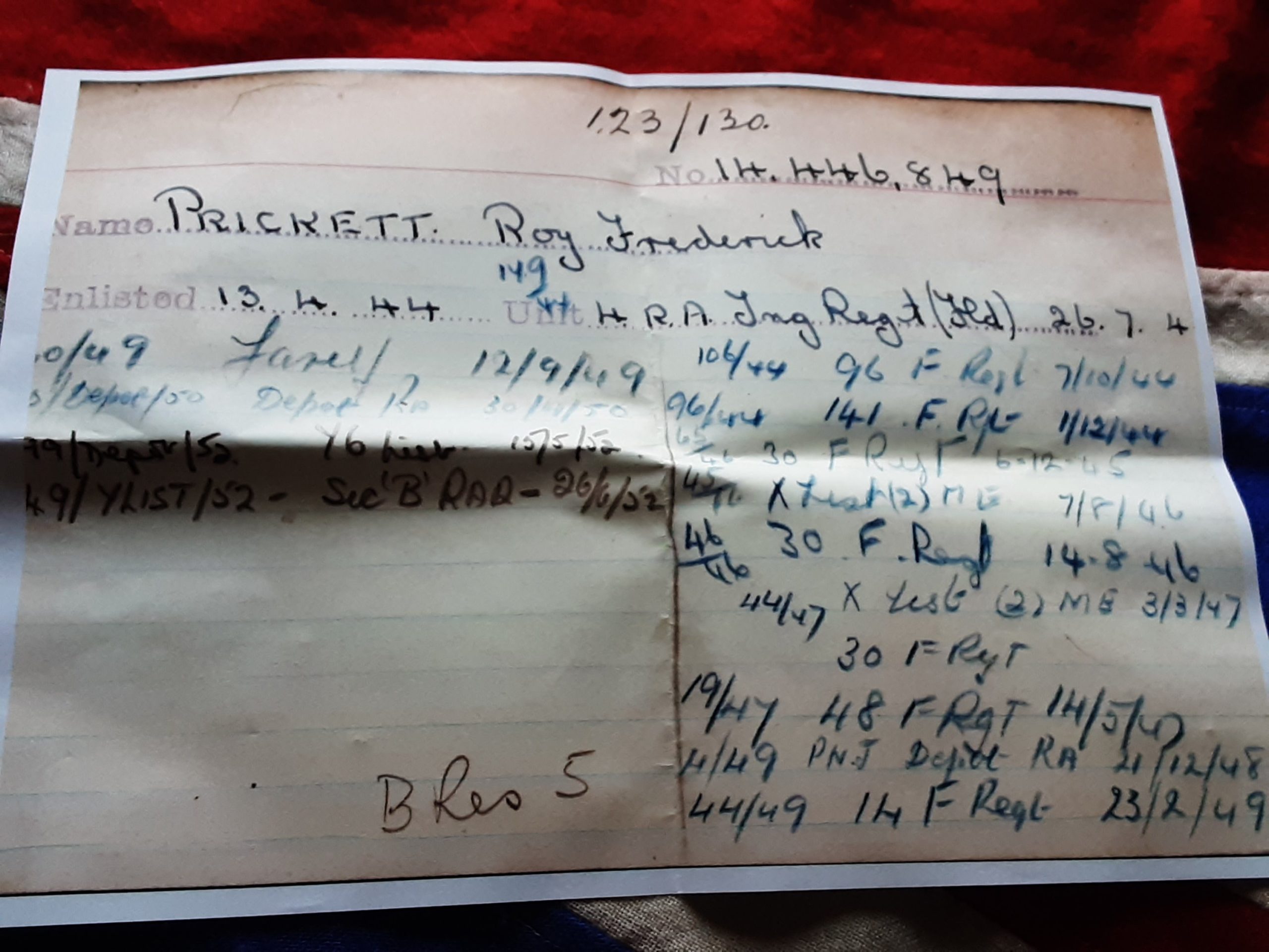 Ww2 & Palestine 1945-48 Pair . Sjt Roy F Prickett .Devon . Dorset Yeo & 48th Fld Reg .Ra . Feltham Middx . - Image 5