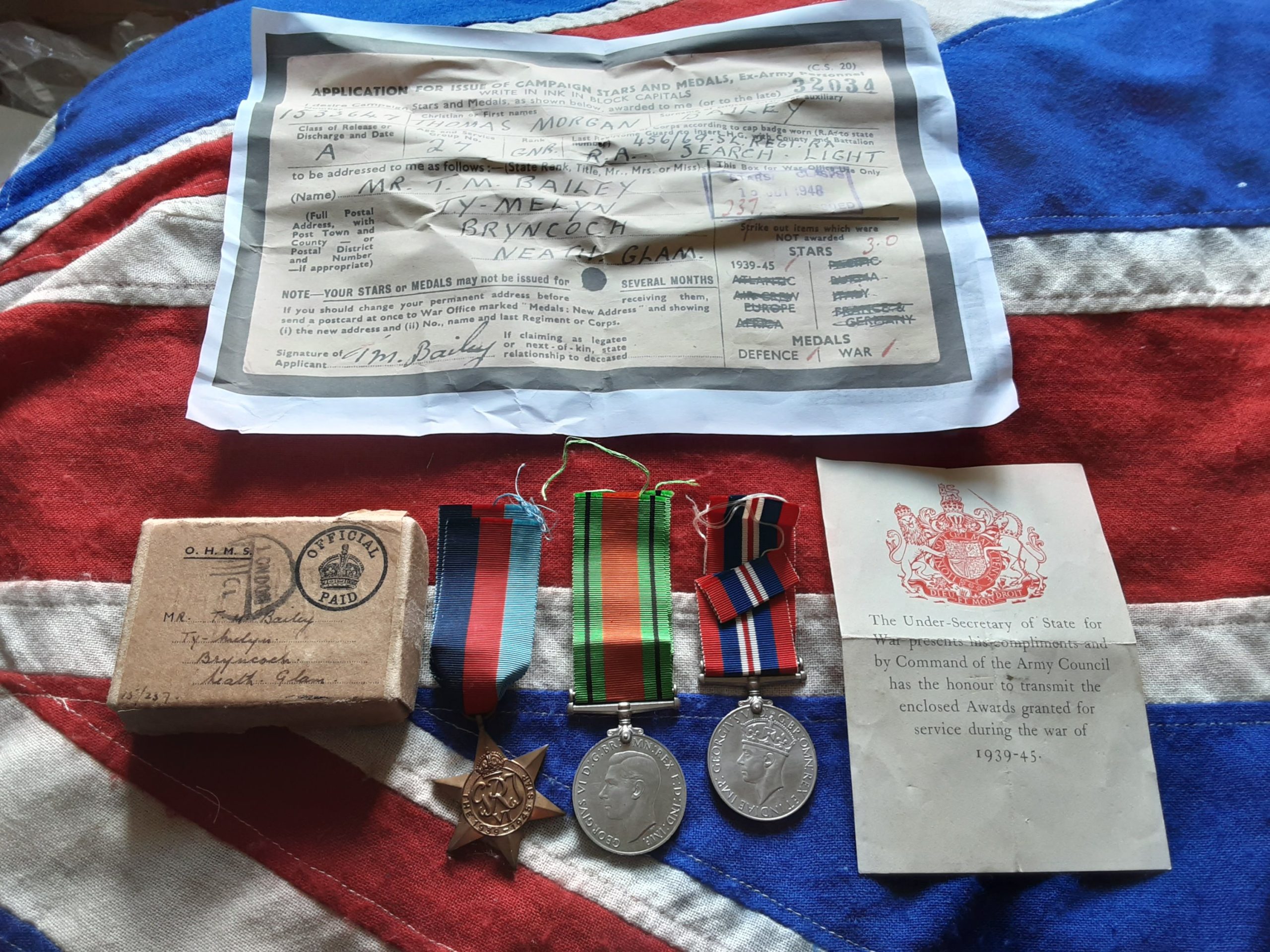 WWII Royal Artillery group. Thomas Morgan Bailey. Bryncoch, Neath. Glamorgan. 193rd AA. Dunkirk.