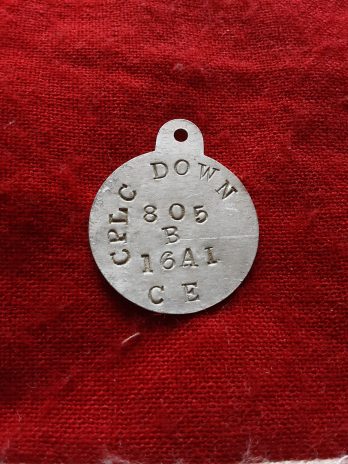 Rare ID tag. Cecil Vernon Down. 16th Battalion Australian Imperial Force.  KIA, Hill Baby 700. Gallipoli.