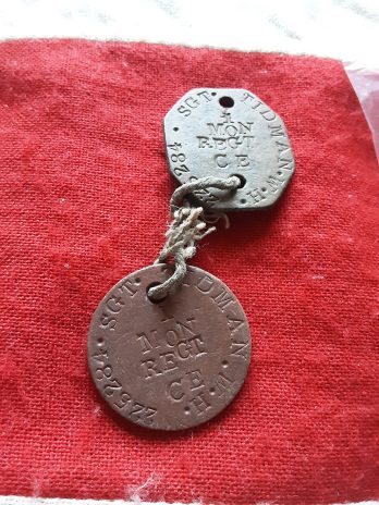 Ww1 Id Tags . Sgt William Henry Tidman .Military Medal Recipient. 1st Monmouthshire Regiment . Territorial.
