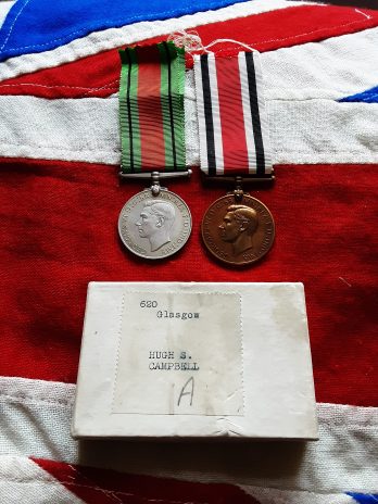 Ww2 Defence Medal & Special Constabulary Medal . Hugh S Campbell . Glasgow Special Constabulary.