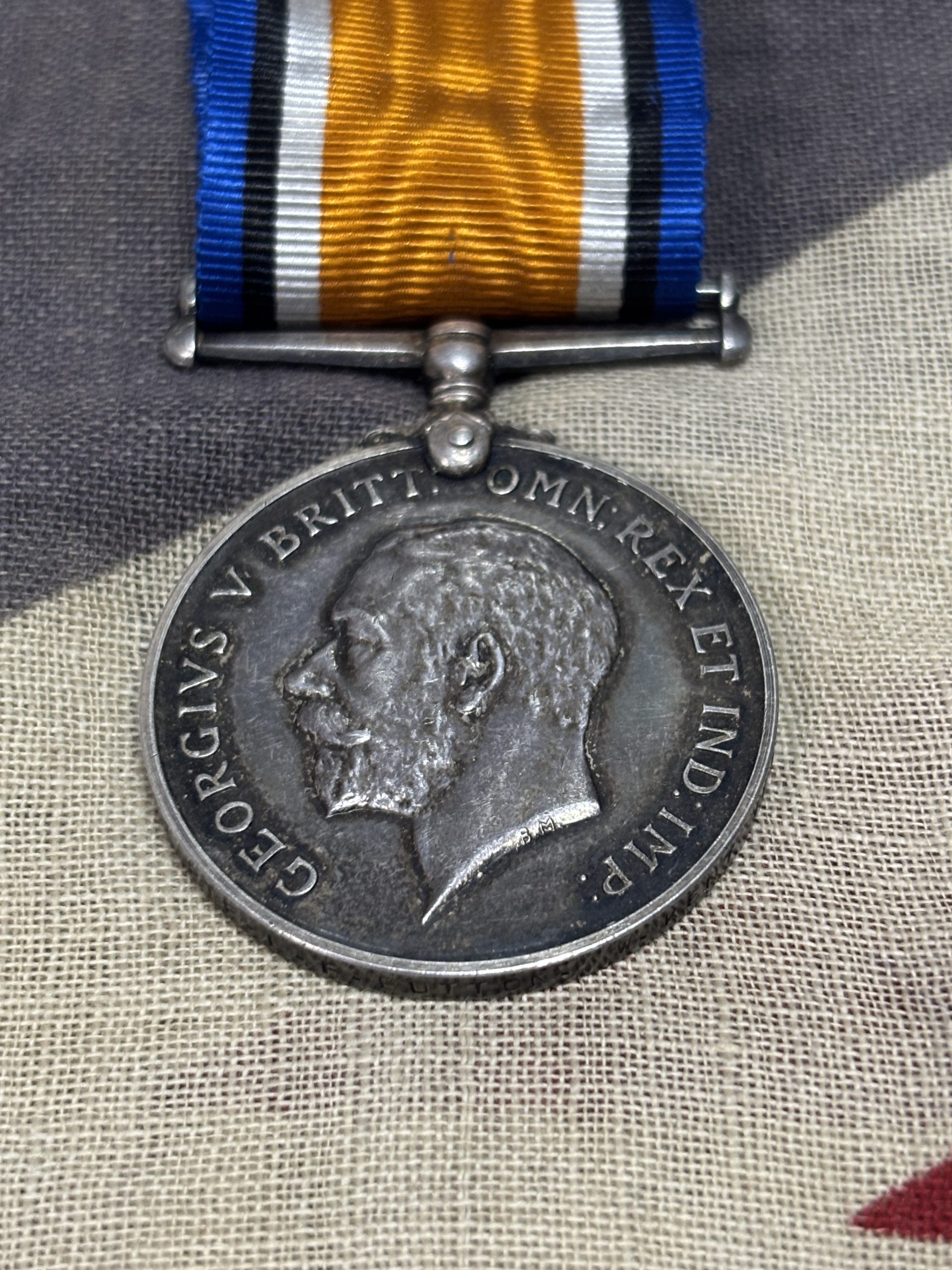 WWI BWM. Button. West Kent Yeomanry. Walton on Thames. GSW leg.