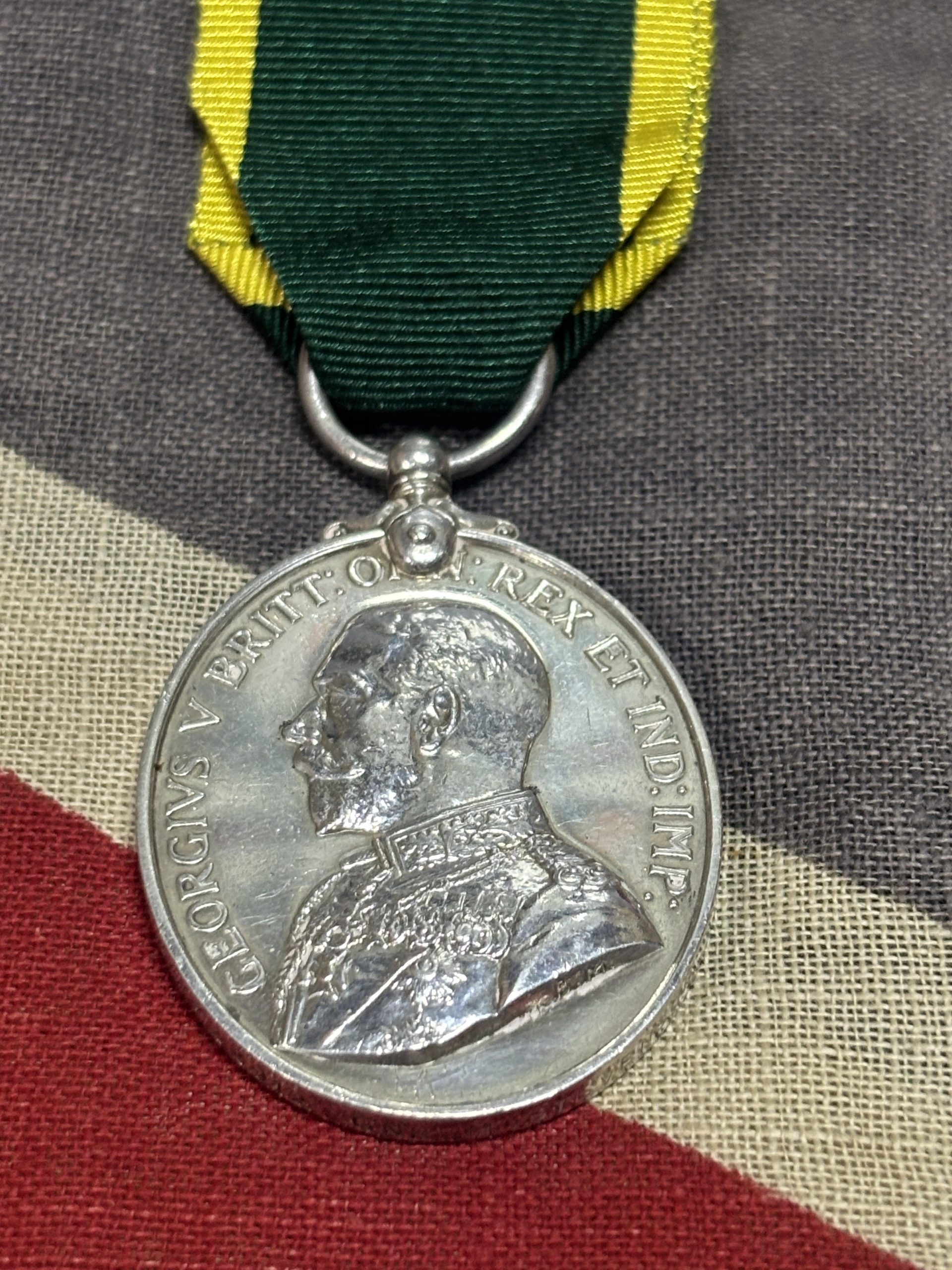 KGV Territorial Efficiency Medal. Stevenson. Royal Artillery. Bridgeton, Glasgow.